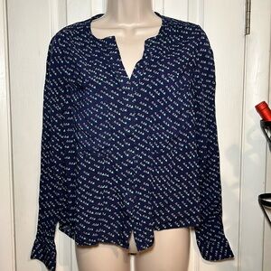 Anthropologie Maeve Navy Button up Blouse - size 2
